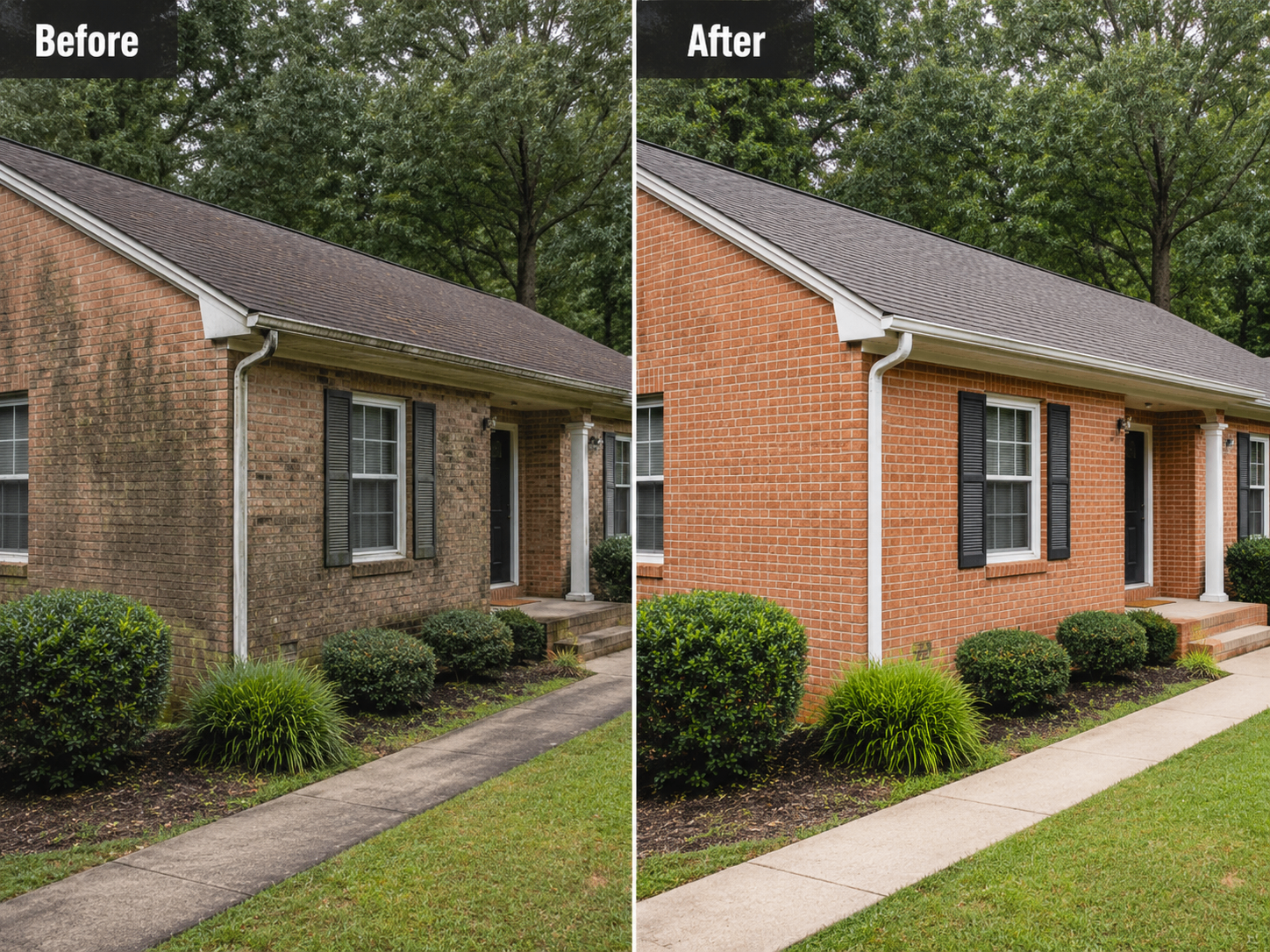 Brick house wash before and after