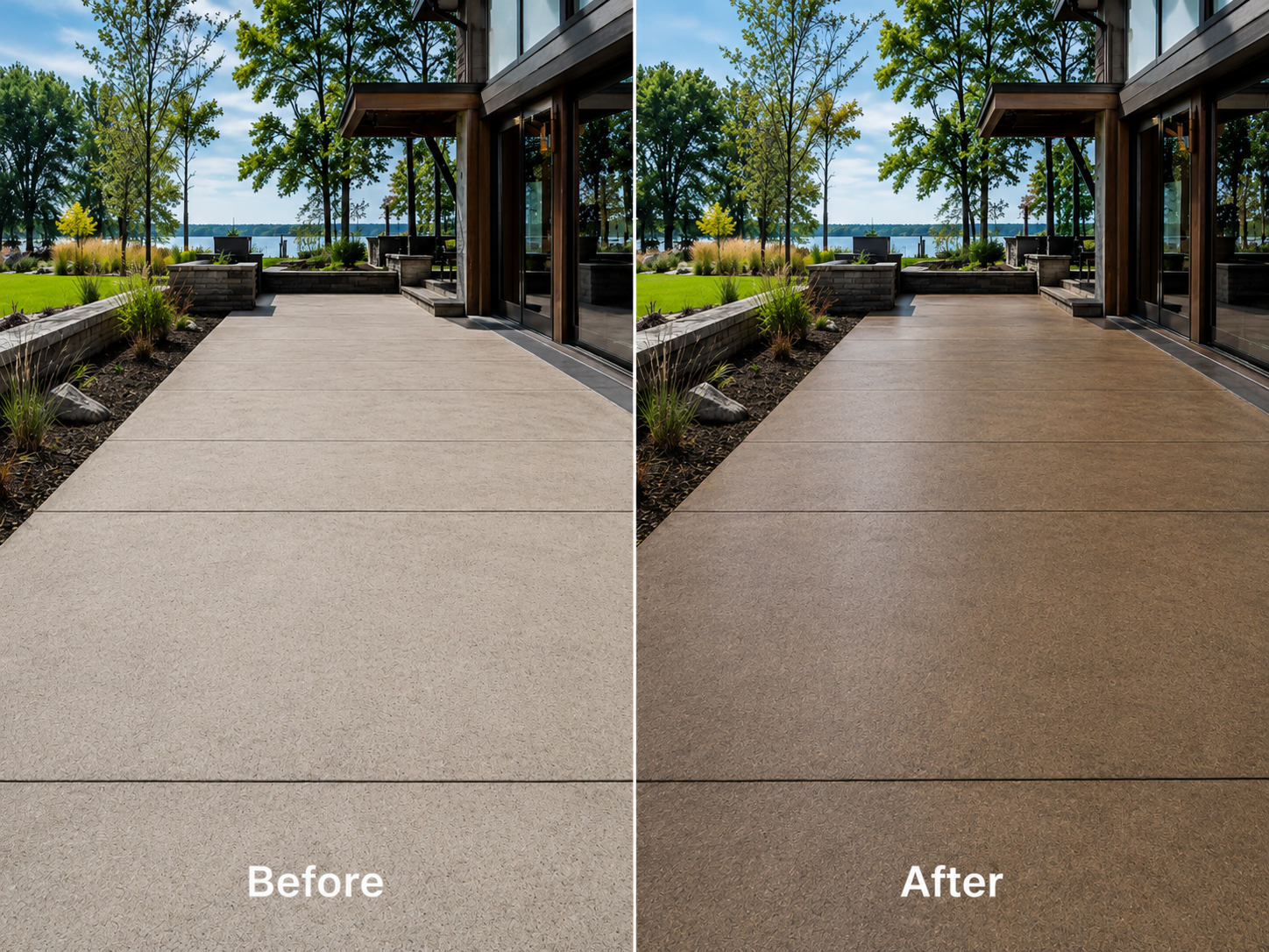 Concrete sealing before and after